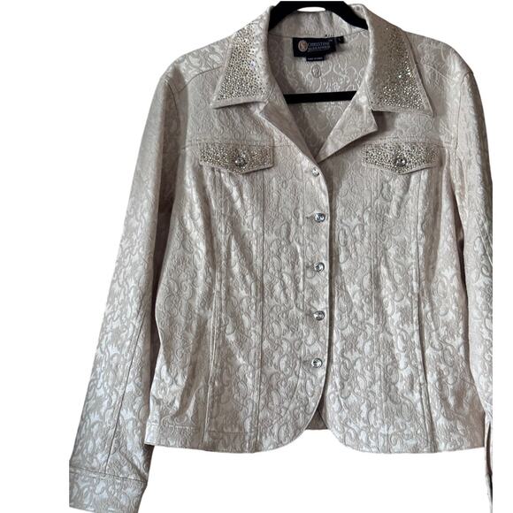 Christine Alexander L VTG Swarovski Crysta Jacket Glam 90s Y2K Bling tapestry - Picture 1 of 11